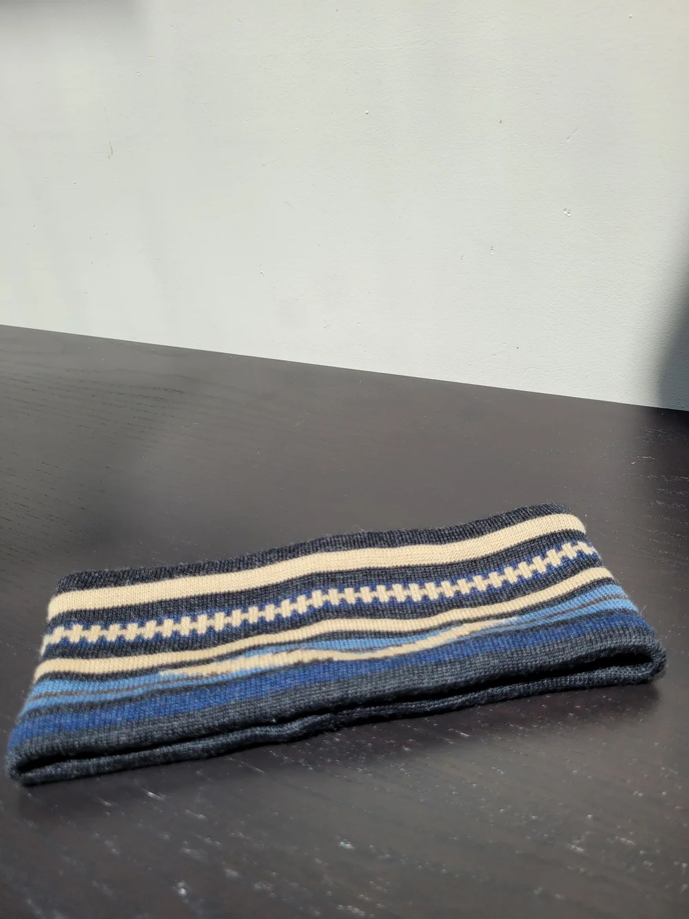 Pendleton Merino Wool Striped Knit Headband in Navy, Blue & Cream